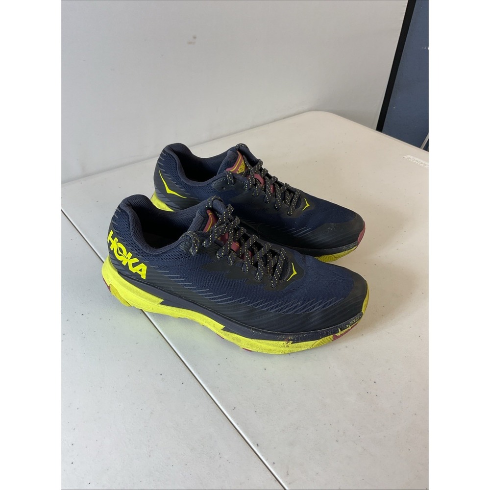 HOKA ONE TORRENT 2 Women's Trail Hiking Running Shoes Navy/Yellow Sz 9